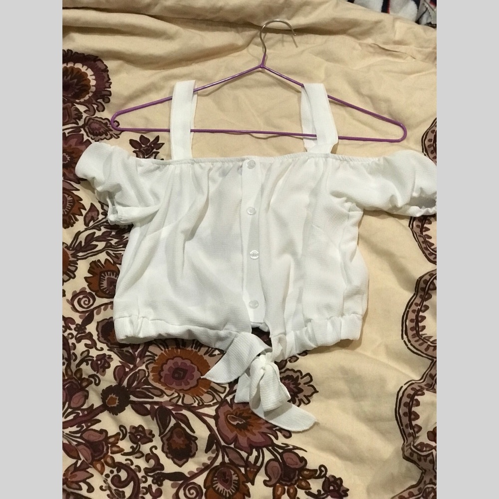 boohoo white off-the-shoulder crop top NWOT